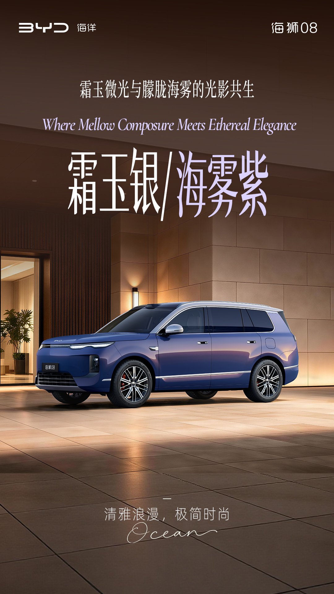 定位海洋旗舰 SUV，比亚迪公布海狮 08 多款高定车色